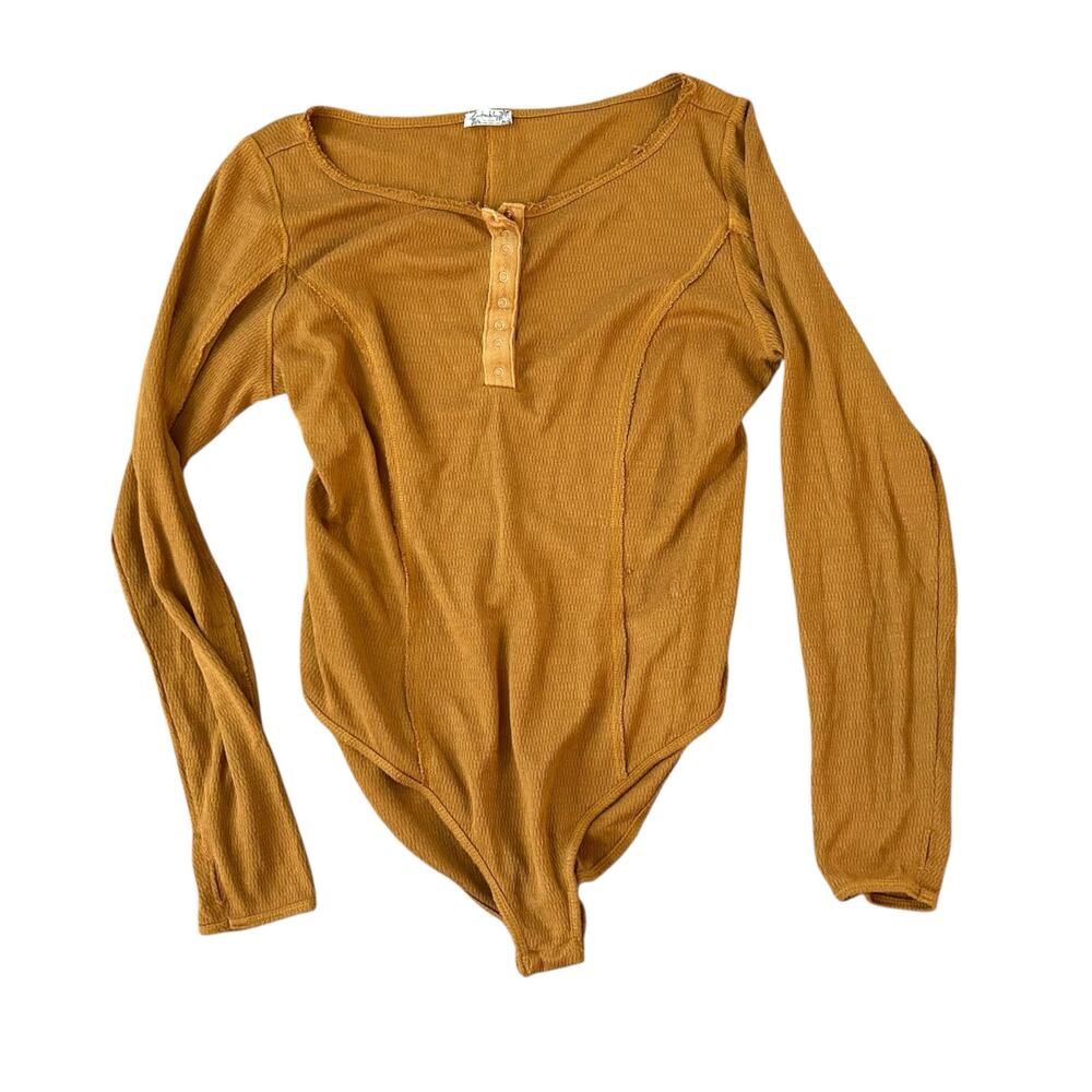 Intimately Free People Thermal Knit Long Sleeve Bodysuit Sloane Womens XL